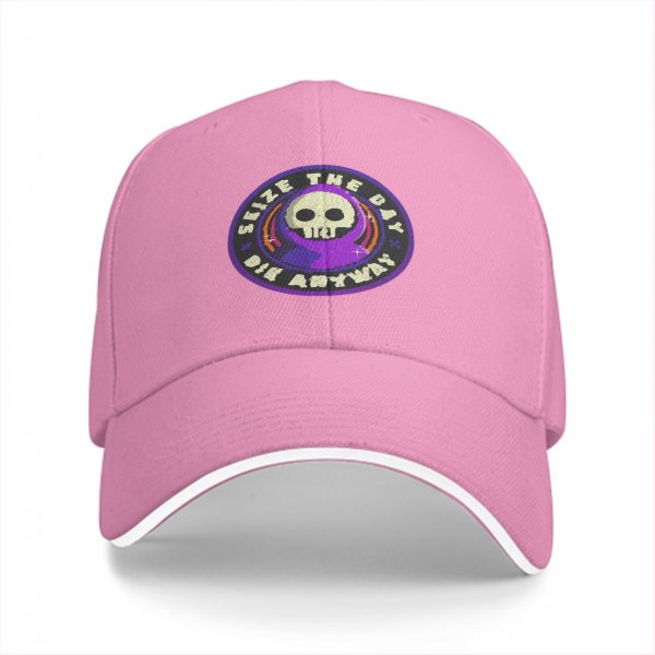 Black Baseball Cap With 'Seize The Day Die Anyway' Grim Reaper Skull Graphic