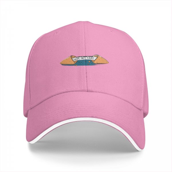 Black baseball cap with 'NOPE NOT TODAY' graphic print