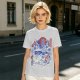 Olive green t-shirt with cat bus and Japanese traditional art print