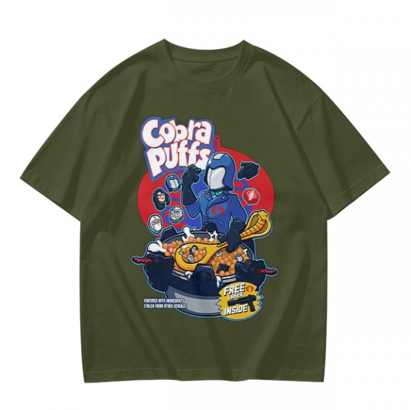 Cobra Puffs Cereal Parody T-Shirt with Villain Graphic