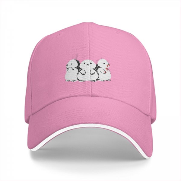 Black baseball cap with three stylized hamster graphic print