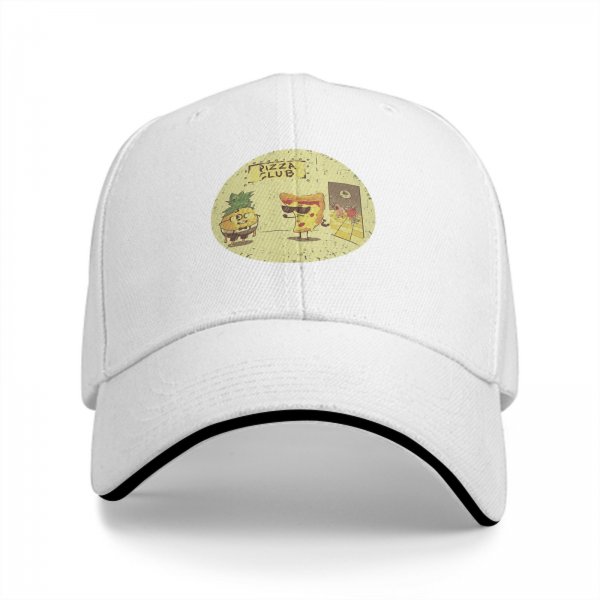 Black Baseball Cap With Pizza Club Pineapple Slice Graphic