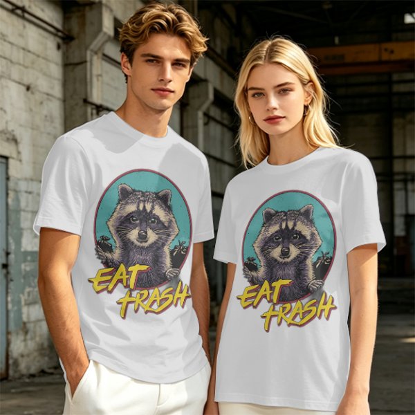 Olive Raccoon Eat Trash Graphic T-Shirt