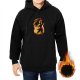 Black hoodie with firebender warrior silhouette graphic
