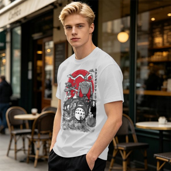 Studio Ghibli Characters Graphic Olive T-Shirt