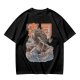 Olive T-shirt with Sushi Dragon Wave Graphic Print