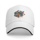 Black baseball cap with playful cats in a Rubik's cube graphic