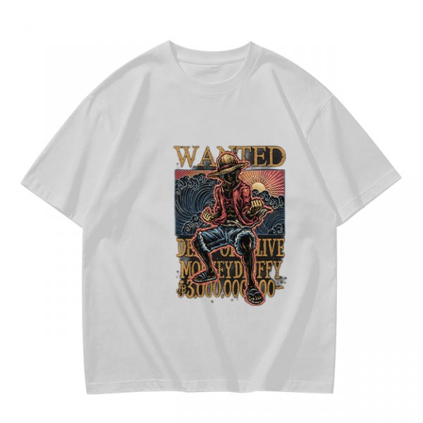Olive Anime Wanted Luffy Graphic T-Shirt