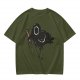 Olive T-Shirt With Dark Crow Holding Knife Graphic Print