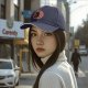Black Baseball Cap with Cute Black Cat and Candy Print