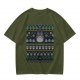 Olive T-Shirt With Totoro Ugly Christmas Sweater Style Print