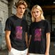 Olive T-Shirt with Purple Sunset Boat Scene Graphic
