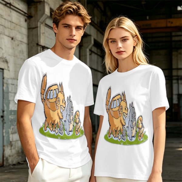Olive T-Shirt With Whimsical Forest Creature Artwork Print
