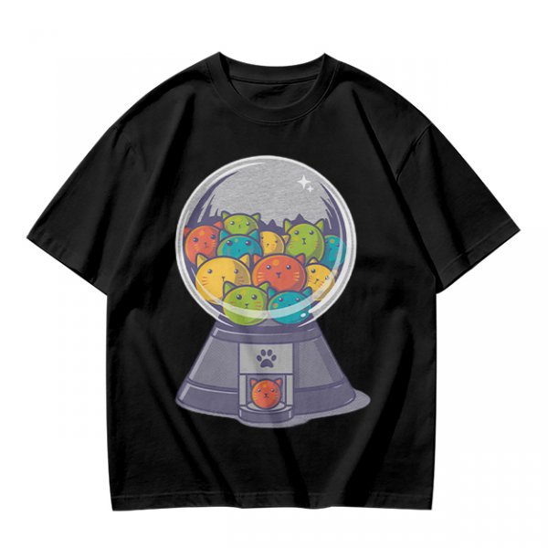 Olive T-Shirt With Cat Gumball Machine Artwork