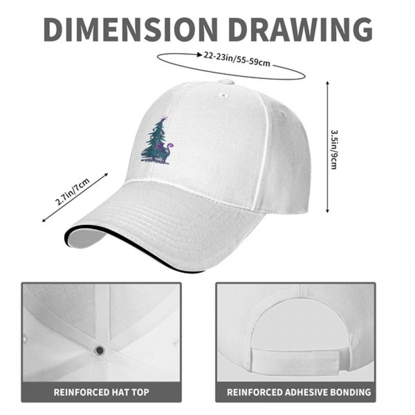 Black Baseball Cap With Decorated Christmas Tree Graphic