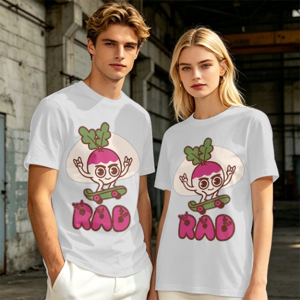 Olive T-Shirt With Rad Skating Radish Cartoon Graphic