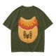 Olive T-Shirt With Cute Cartoon Hot Dog Graphic Print