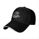 Black baseball cap with skeleton relaxing in coffee cup graphic