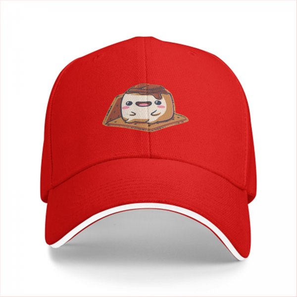 Black Baseball Cap With Cute Smores Character Print