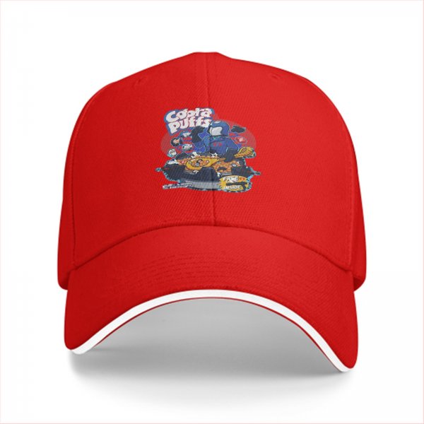 Black Baseball Cap With Cobra Puffs Graphic Print