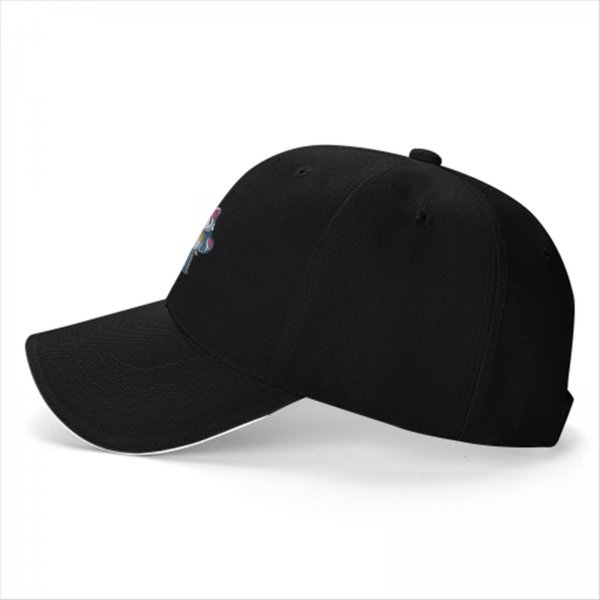 Black baseball cap with cat painting art design