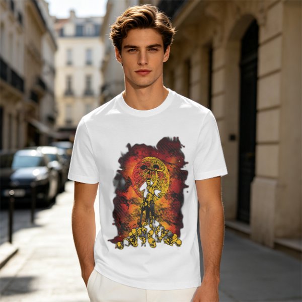 Olive T-Shirt With Fiery Skull Warrior Graphic Print