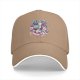 Black baseball cap with cute dinosaur chef and anime character graphic