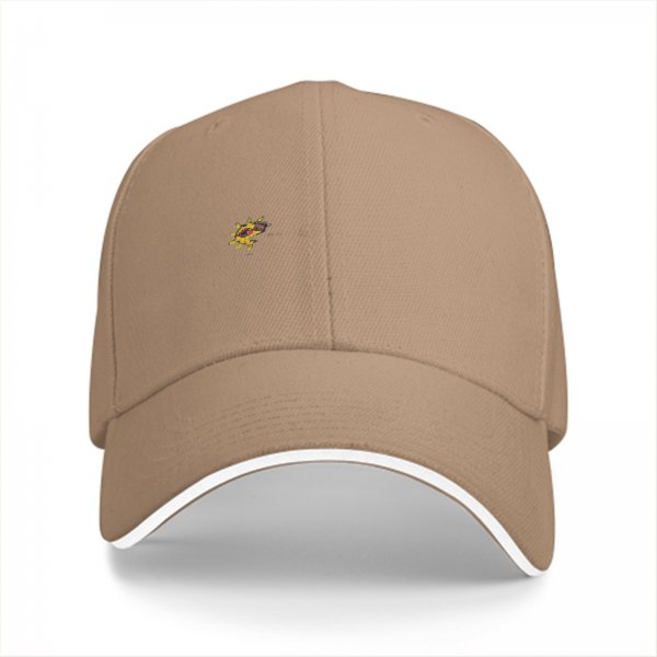 Black Baseball Cap With Small Embroidered Sun Design