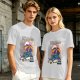 Olive T-shirt with Superhero Lounging Under Beach Umbrella Print