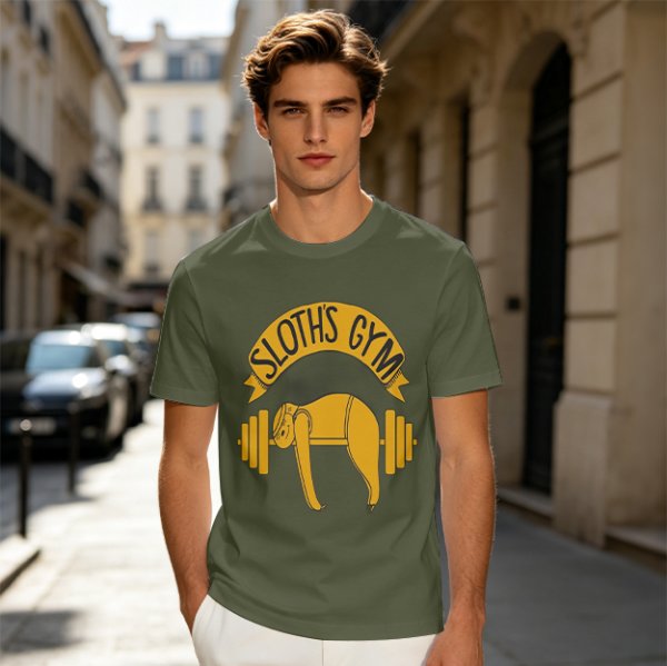 Sloth's Gym T-Shirt with Funny Lifting Sloth Graphic