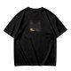 Olive Green T-Shirt With Black Cat Head Graphic Print