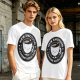 Olive t-shirt with 'New Emotion Caffeine Addiction' coffee cup graphic