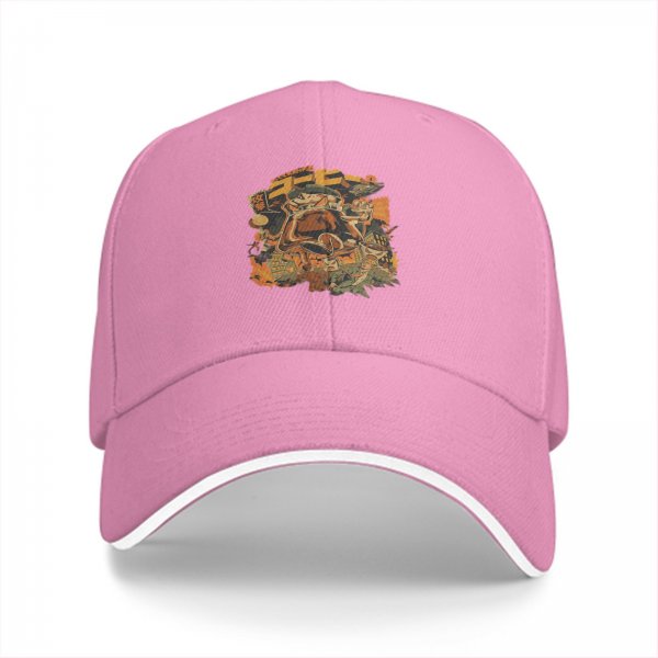 Black Baseball Cap with Vintage Themed Graphic Print