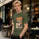 Olive green t-shirt with Yellow Fiction Simpson-style Pulp Fiction dance print