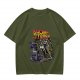 Olive graphic t-shirt with Back to the Trash raccoon design