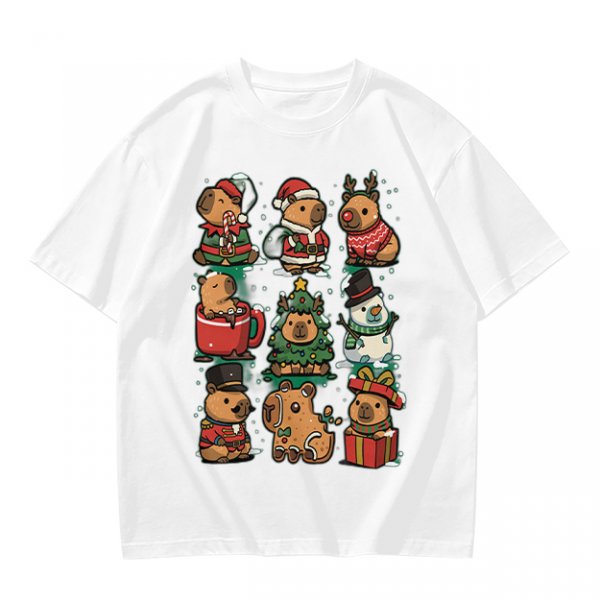 Christmas Capybara Characters Graphic T-Shirt