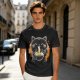 Olive T-Shirt Featuring Black Maneki-neko Cat Eating Ramen
