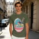 Olive T-shirt with Great Wave Ramen Bowl Graphic Design