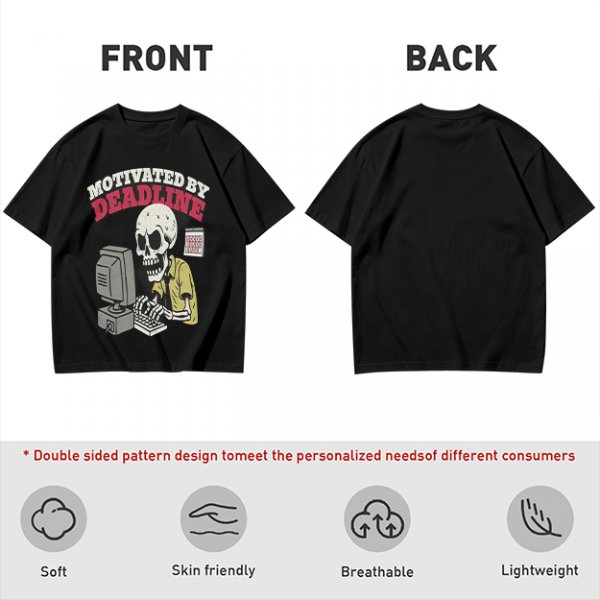 Motivated by Deadline Skeleton Working at Computer T-Shirt