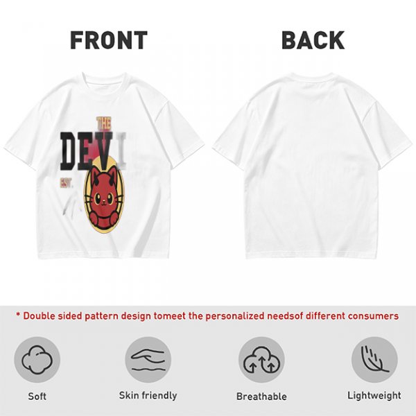 Olive T-Shirt with Red Devil Cat Graphic and The Dev Print