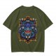 Olive T-Shirt With Fantasy Beholder Monster Graphic Print