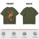 Olive T-shirt with Monster Burger and Japanese Graphic Print
