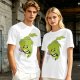 Olive Green T-Shirt With Sad Cartoon Cabbage Graphic