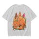 Sleeping Dinosaur Surrounded by Food Slices Graphic T-Shirt