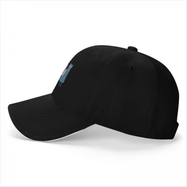 Black Baseball Cap With Interlocking Llama Graphic Print