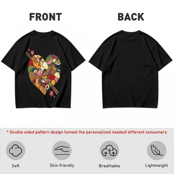 Olive T-Shirt With Heart Shaped Sushi Food Art Print