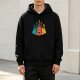 Black Hoodie With Colorful Cartoon Guitars Graphic