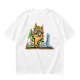 Olive T-Shirt With Mad Scientist Cat Chemistry Lab Print