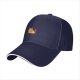 Black Baseball Cap With Cute Orange Cat Holding Coffee Cup Print