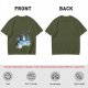 Olive green t-shirt with Totoro tree branch watercolor print